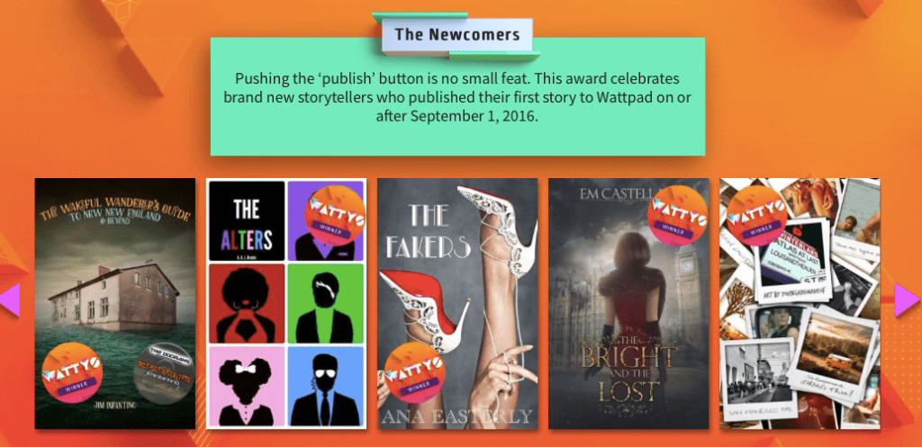 Wattys 2017 Newcomers category